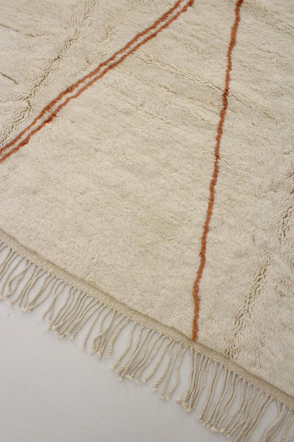 Contemporary area moroccan rug - cream, terracotta - Mrirt - 9.4x12.8feet / 287x390cm