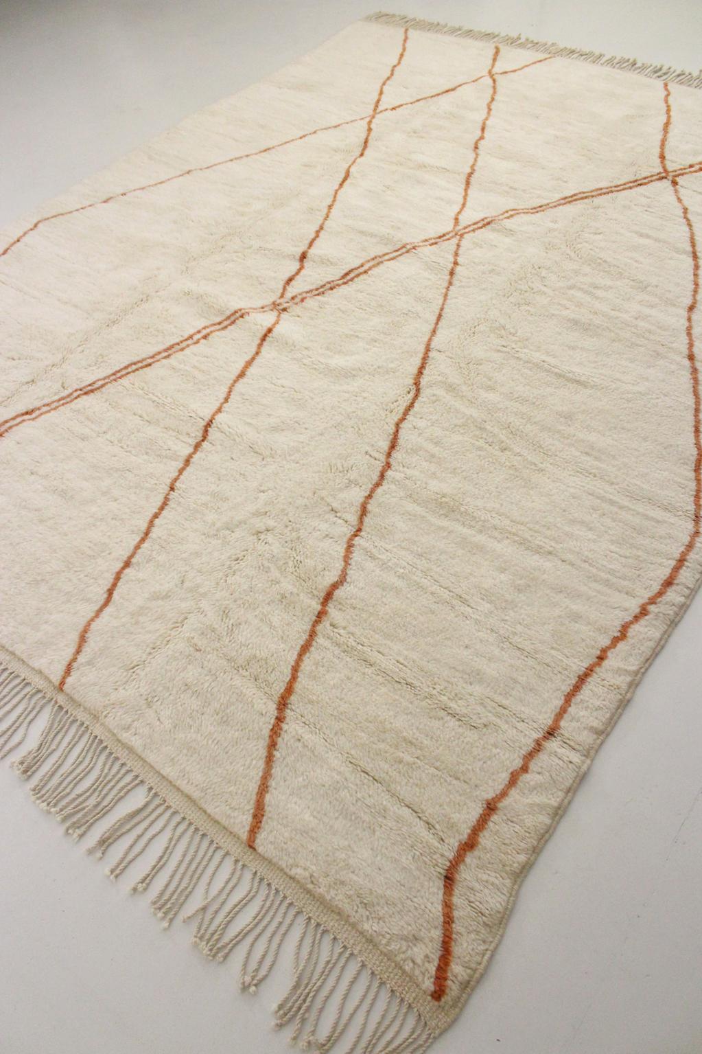 Contemporary area moroccan rug - cream, terracotta - Mrirt - 9.4x12.8feet / 287x390cm