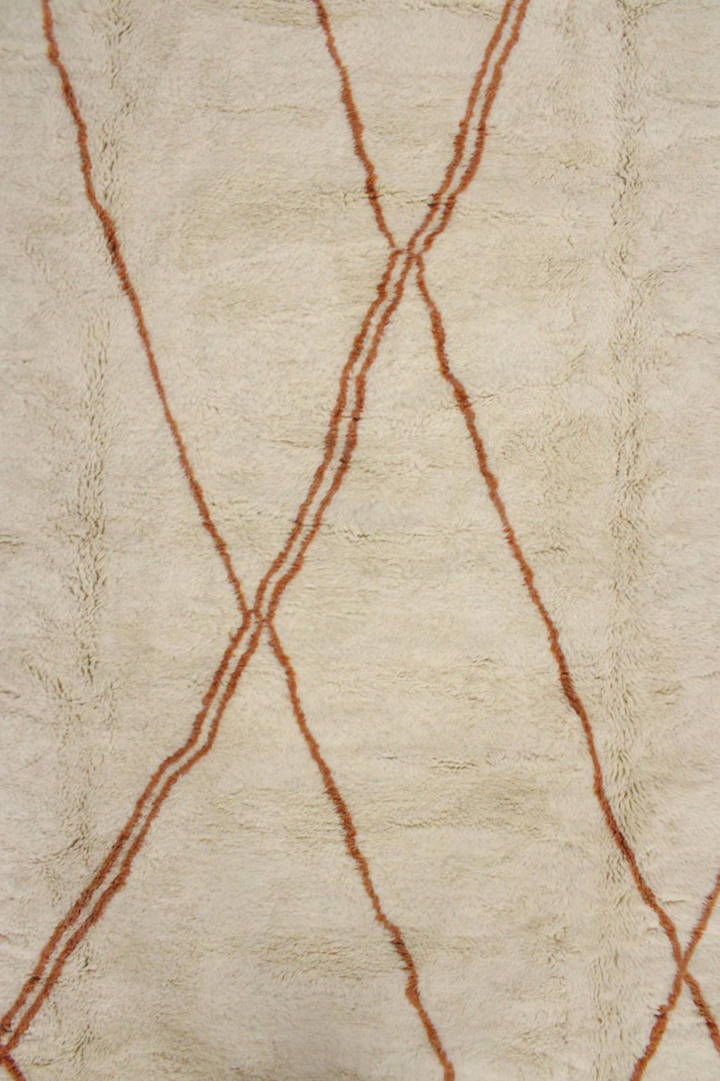 Contemporary area moroccan rug - cream, terracotta - Mrirt - 9.4x12.8feet / 287x390cm