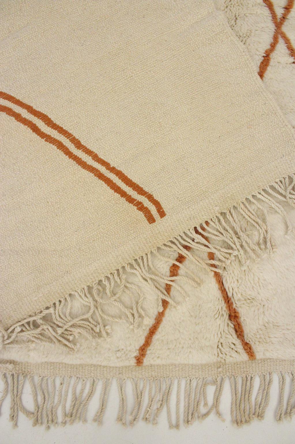 Contemporary area moroccan rug - cream, terracotta - Mrirt - 9.4x12.8feet / 287x390cm