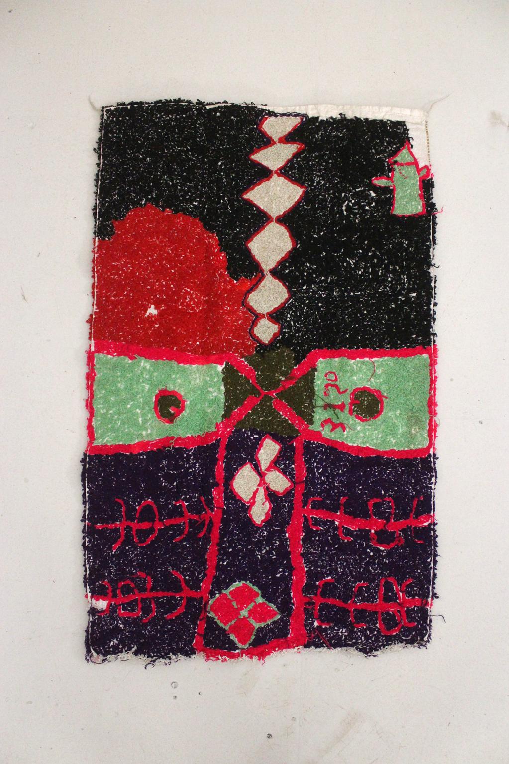 Vintage moroccan textile/wall hanging/carpet - Zindekh - 1.8x2.9feet / 54x89cm