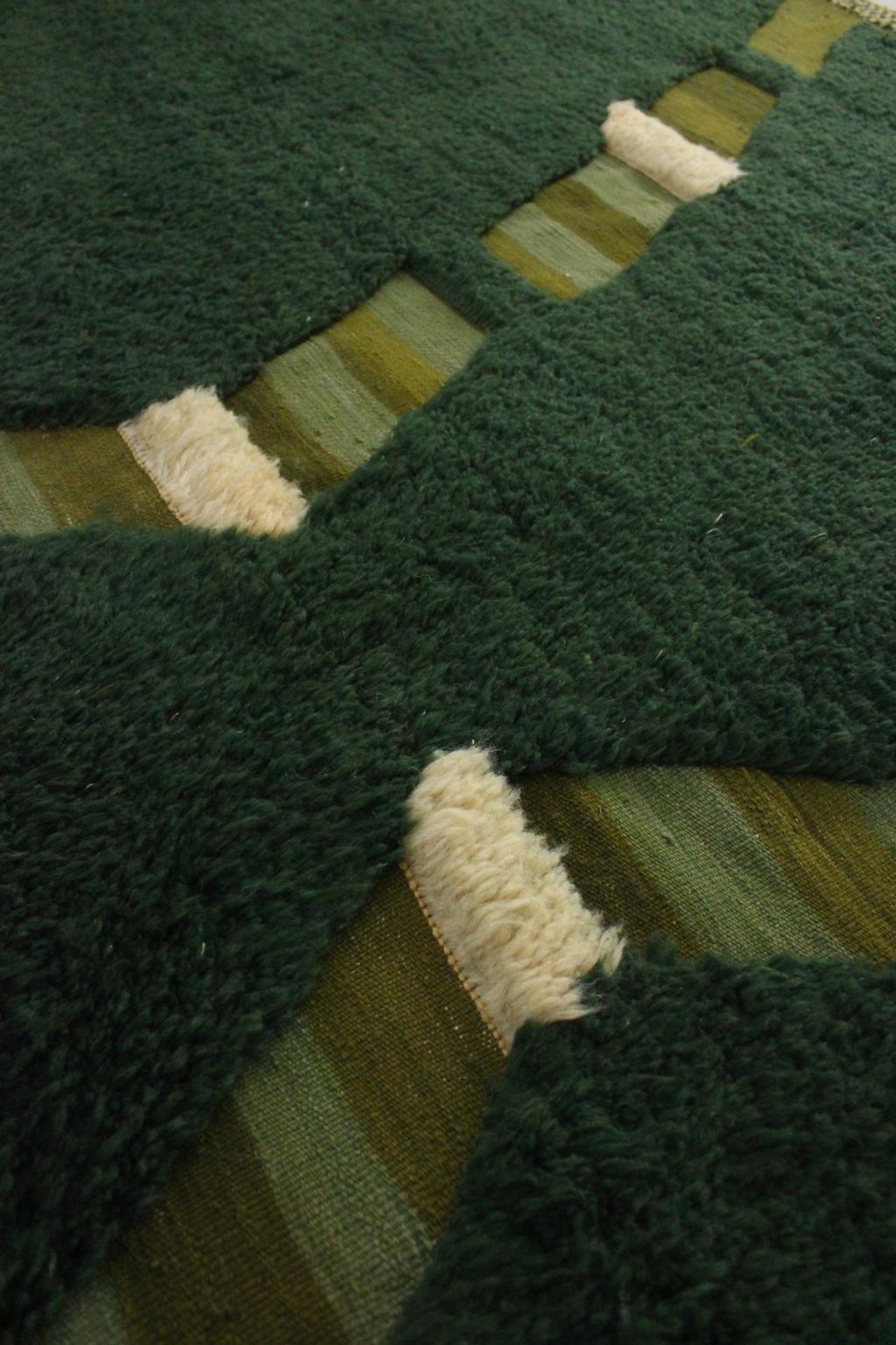 Contemporary area moroccan rug - dark green - Taznakht - 7.2x10.8feet / 220x330cm