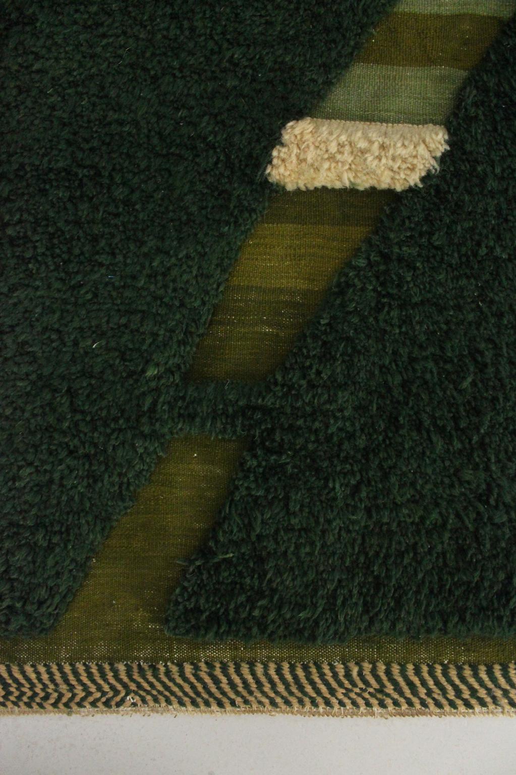Contemporary area moroccan rug - dark green - Taznakht - 7.2x10.8feet / 220x330cm