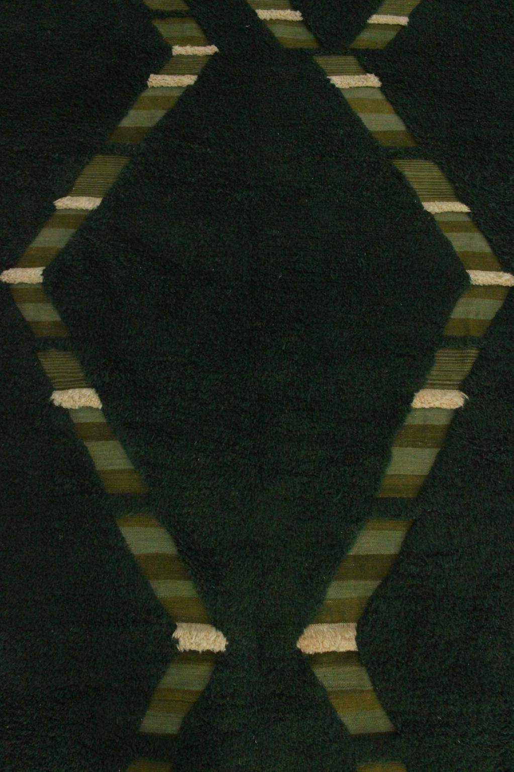 Contemporary area moroccan rug - dark green - Taznakht - 7.2x10.8feet / 220x330cm