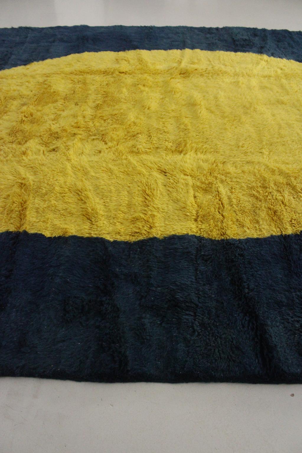 RESERVED FOR ANDY Contemporary area moroccan rug - blue, yellow - Mrirt - 8.7x11.6feet / 265x355cm