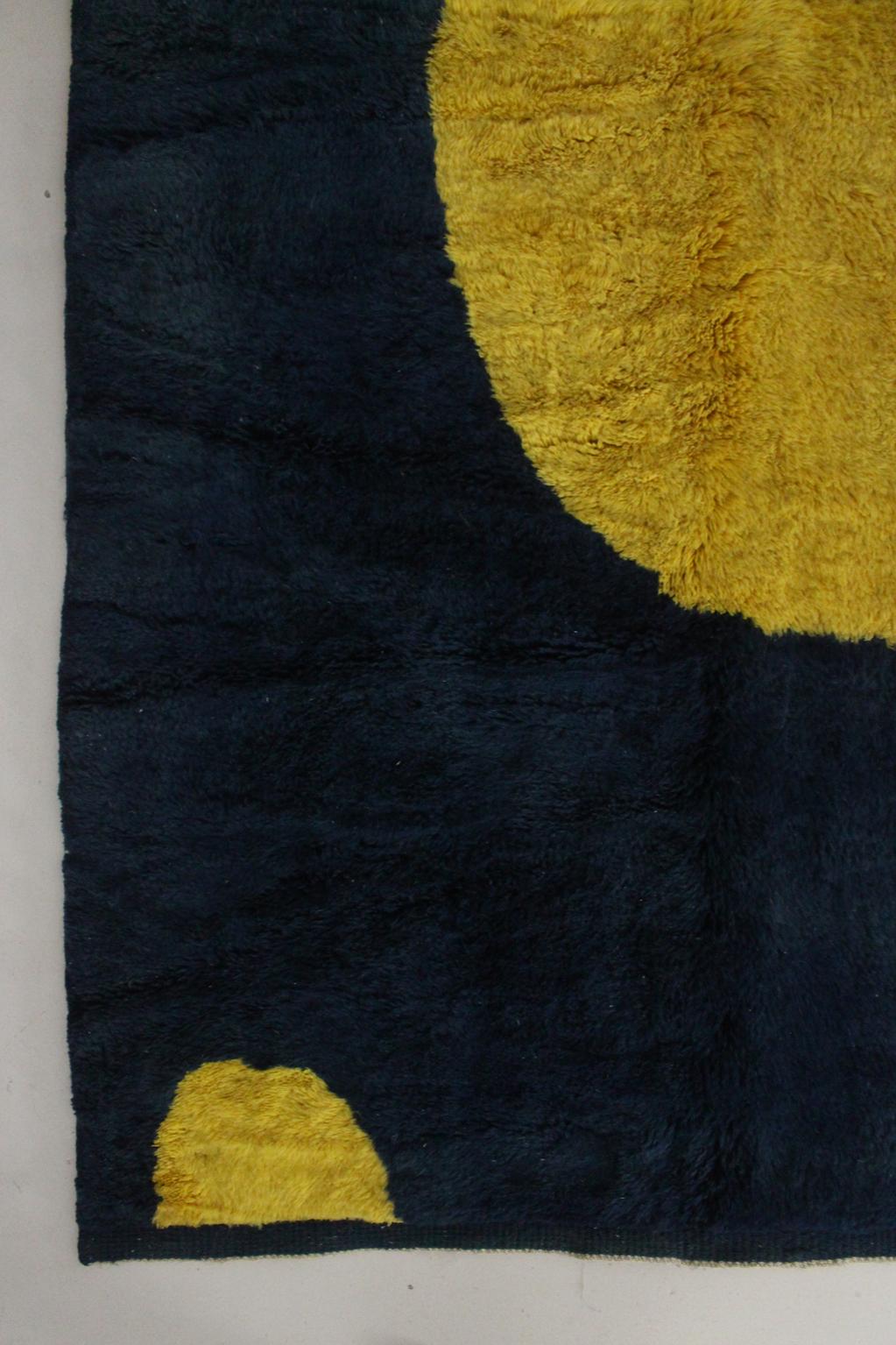 RESERVED FOR ANDY Contemporary area moroccan rug - blue, yellow - Mrirt - 8.7x11.6feet / 265x355cm