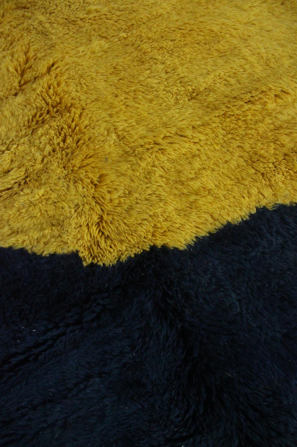 RESERVED FOR ANDY Contemporary area moroccan rug - blue, yellow - Mrirt - 8.7x11.6feet / 265x355cm