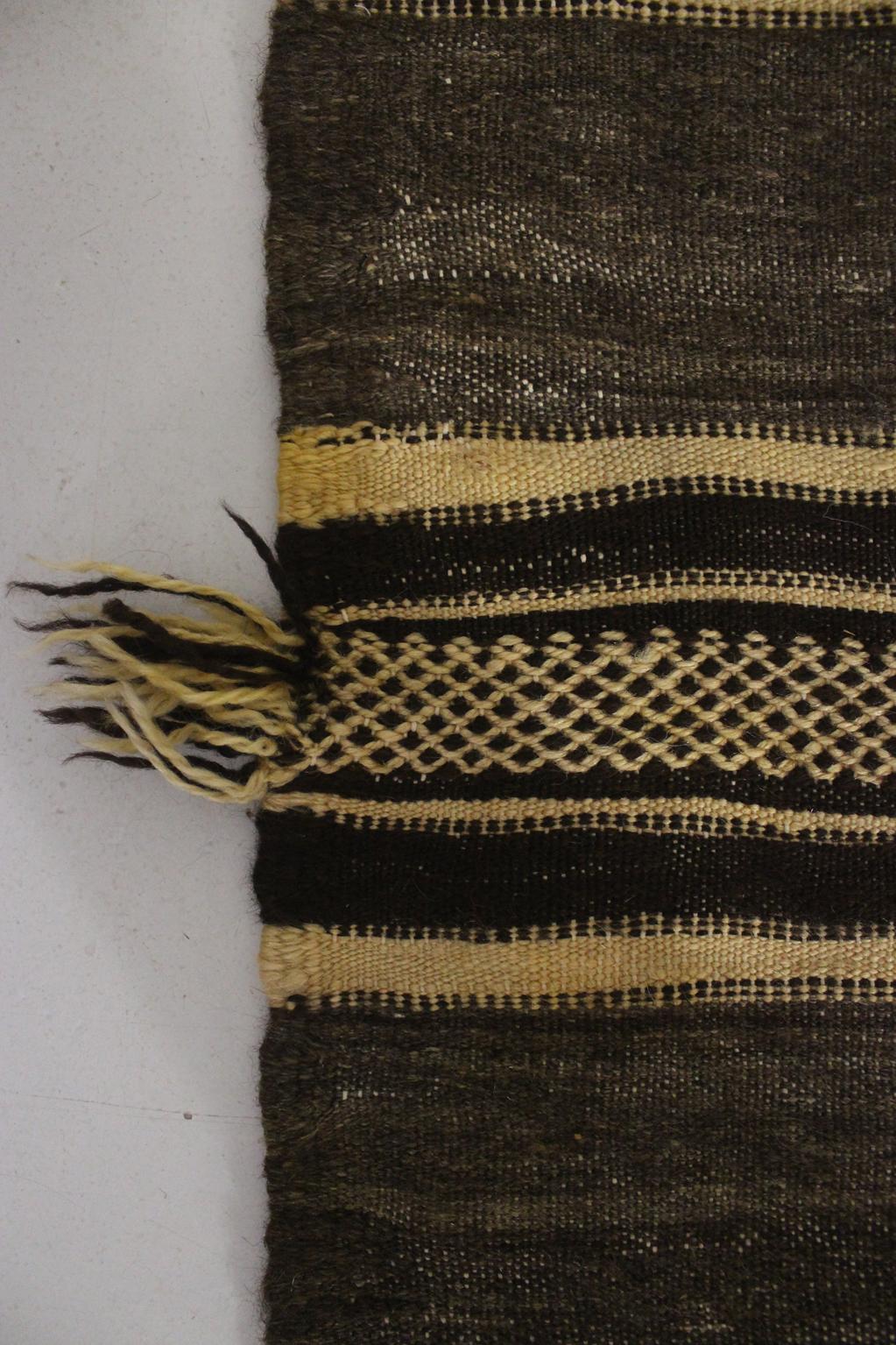 Vintage moroccan rug - dark brown, beige, yellow - Zanafi - 4.9x9feet / 150x275cm