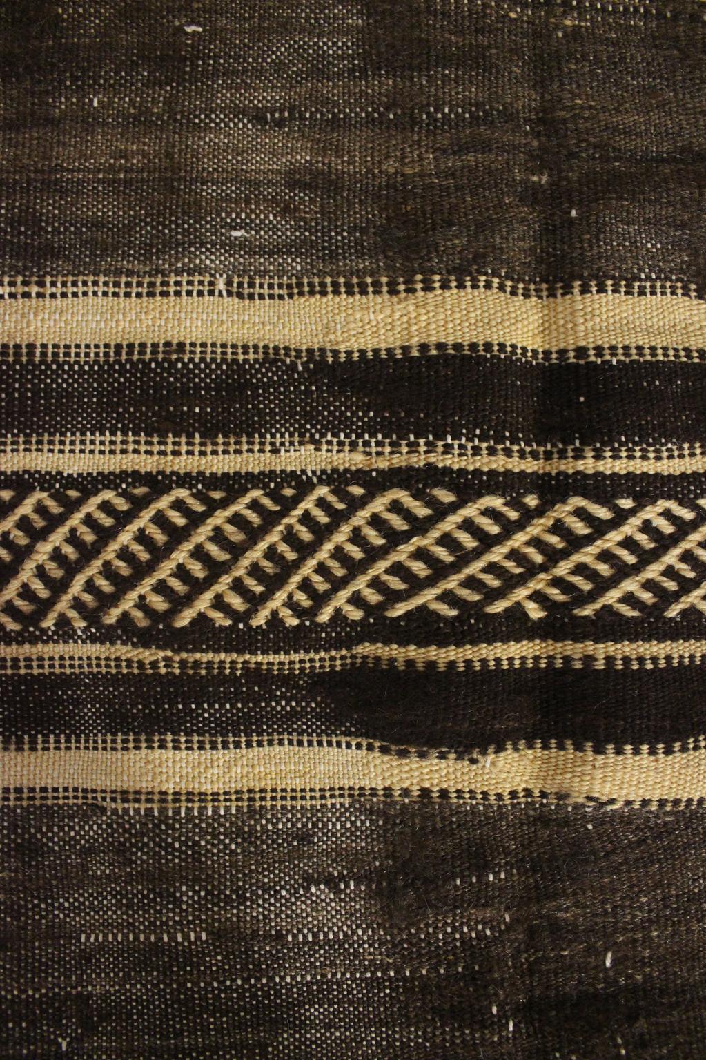 Vintage moroccan rug - dark brown, beige, yellow - Zanafi - 4.9x9feet / 150x275cm