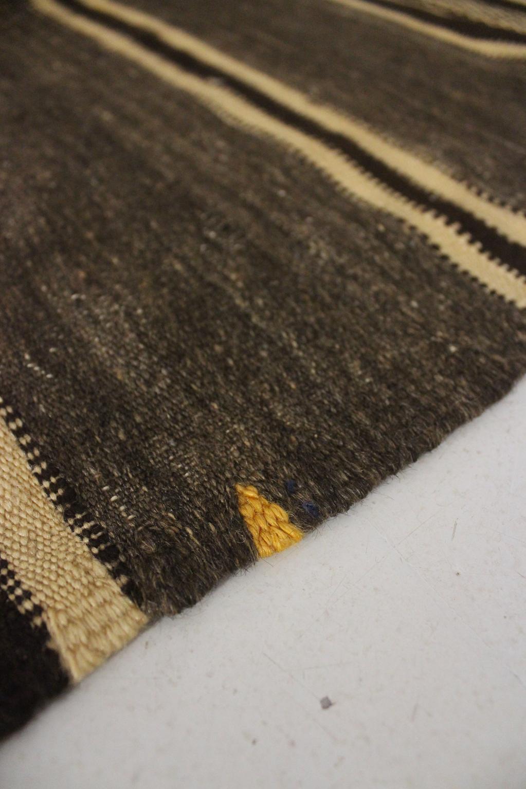 Vintage moroccan rug - dark brown, beige, yellow - Zanafi - 4.9x9feet / 150x275cm