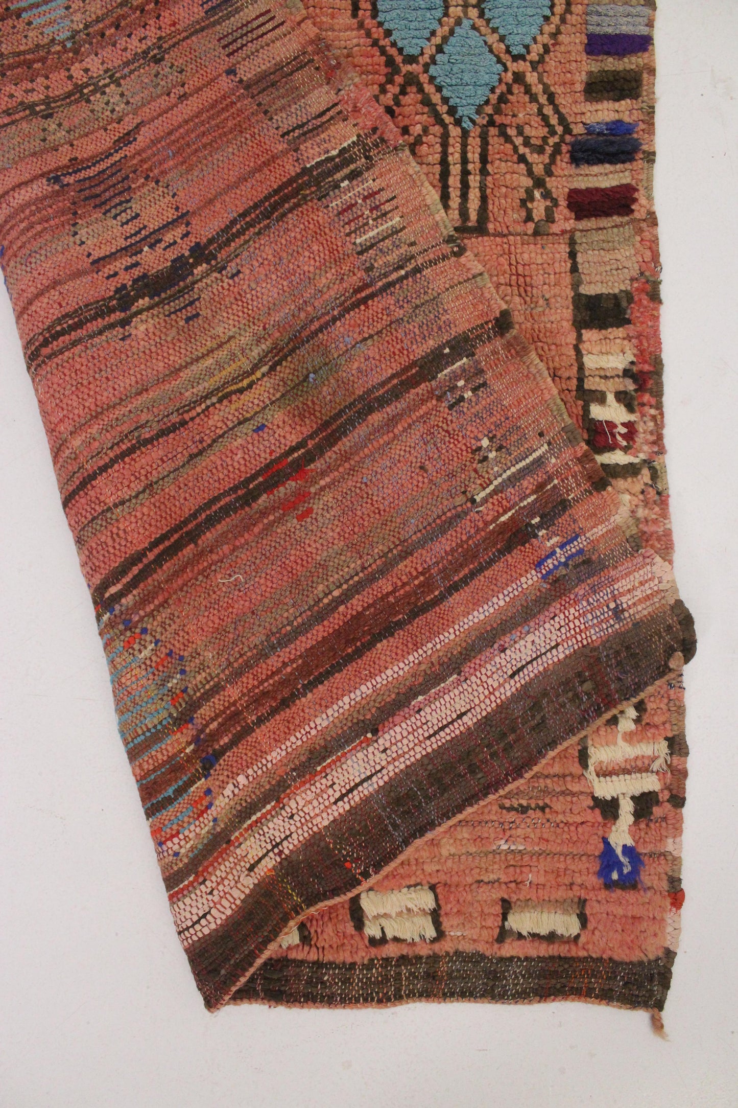 Vintage moroccan runner rug - pink, purple, blue, orange - Boujad - 3.3x11.4feet / 100x347cm