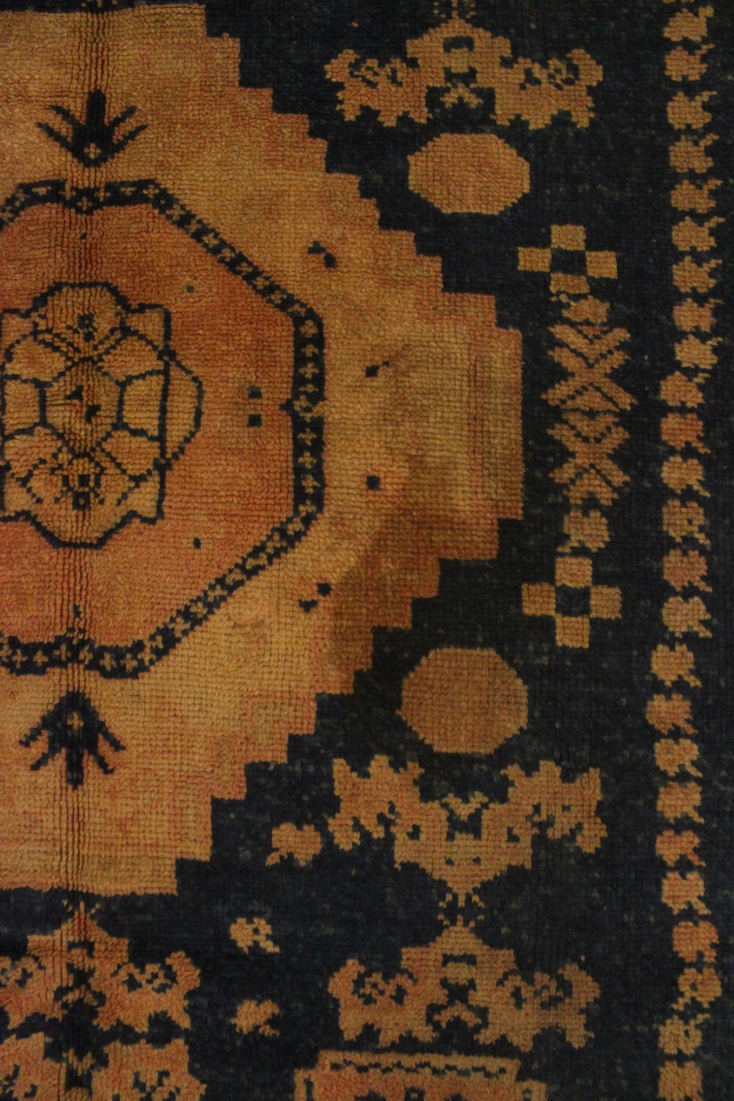 Vintage traditional moroccan rug - blue, orangey - Taznakht - 4.6x8.8feet / 140x270cm