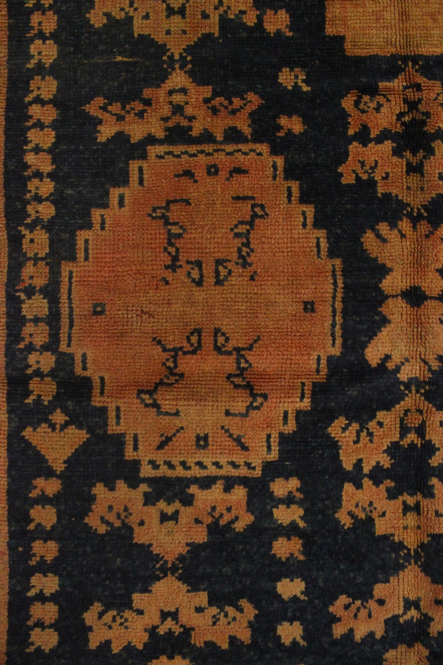 Vintage traditional moroccan rug - blue, orangey - Taznakht - 4.6x8.8feet / 140x270cm