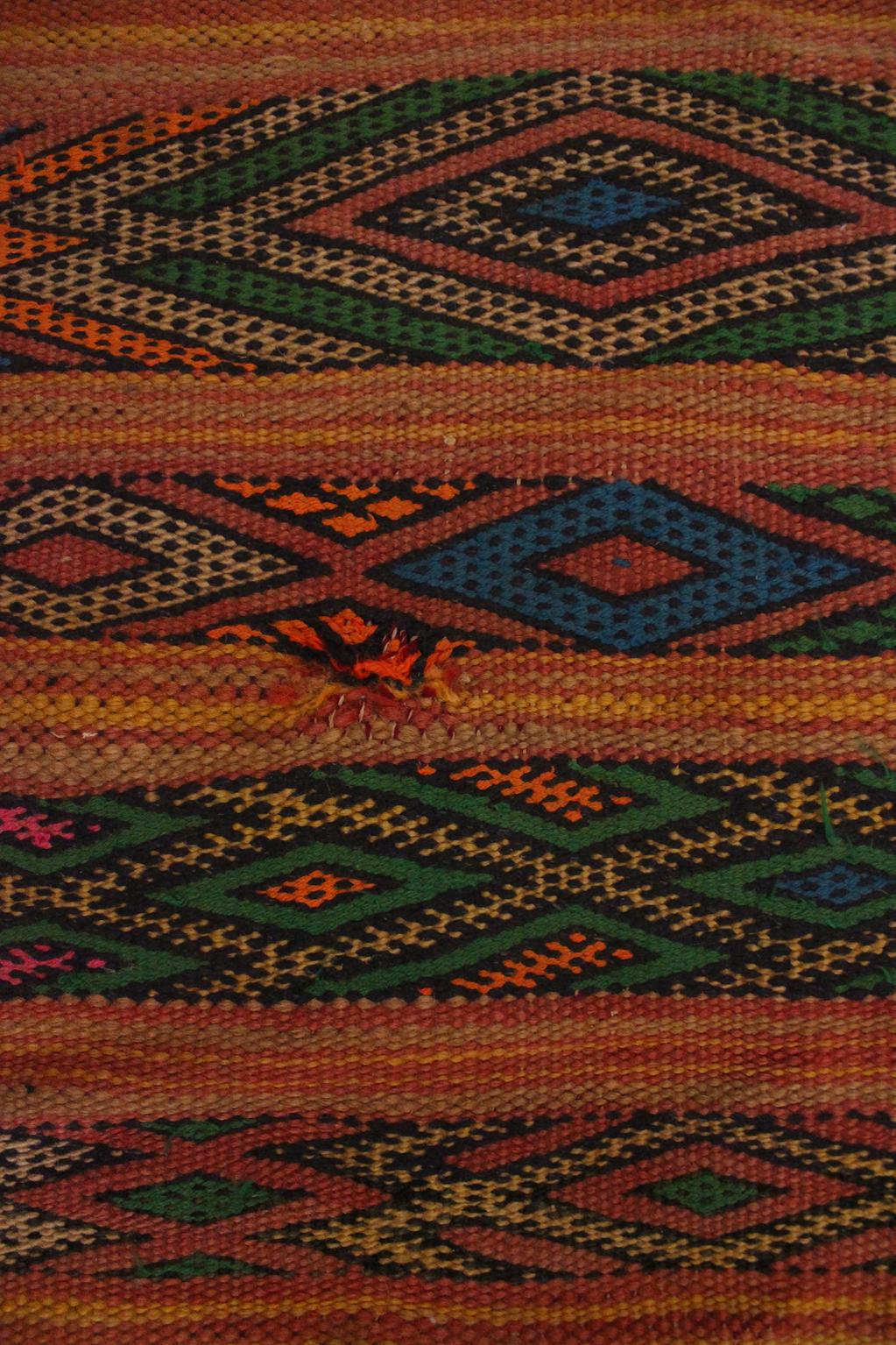 Vintage area moroccan rug - Flatweave Kilim - orange - 4.4x5.4feet / 134x165cm