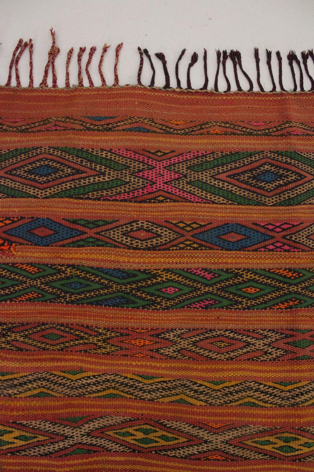 Vintage area moroccan rug - Flatweave Kilim - orange - 4.4x5.4feet / 134x165cm