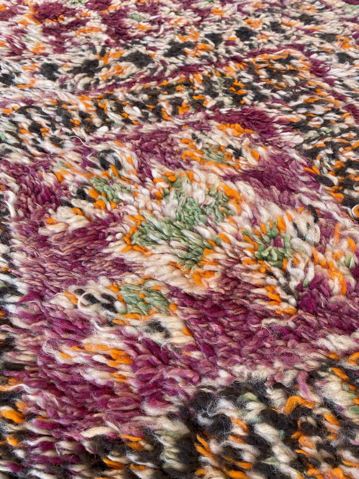 Vintage area moroccan rug - purple - Beni Mguild - 6.9x13feet / 210x398cm