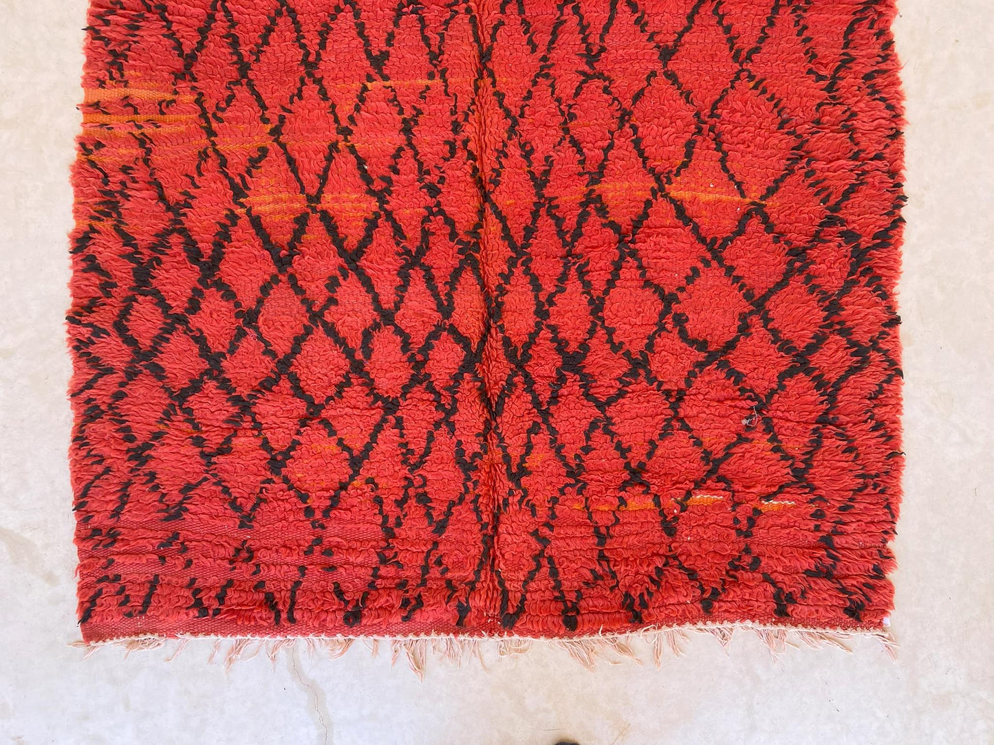 Vintage moroccan runner rug - orange - Boujad - 4.1x12.8feet / 127x390cm