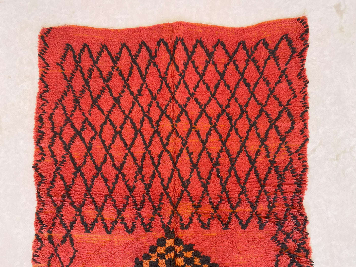 Vintage moroccan runner rug - orange - Boujad - 4.1x12.8feet / 127x390cm