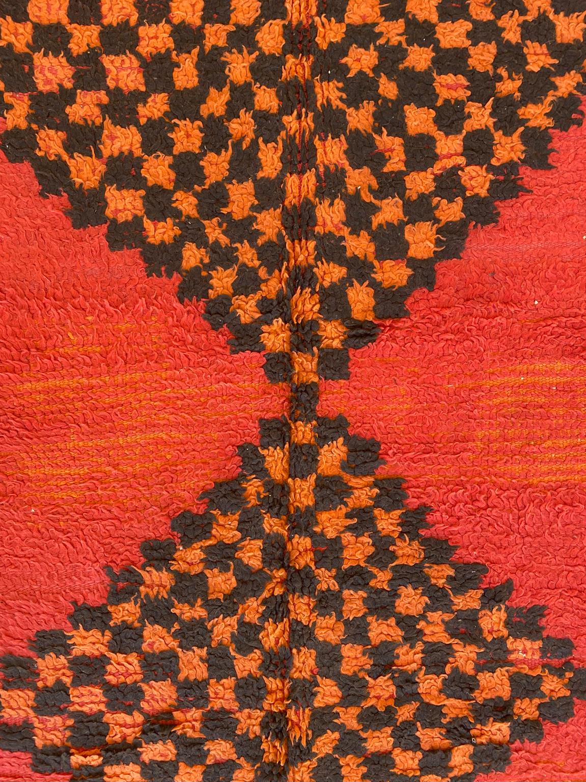 Vintage moroccan runner rug - orange - Boujad - 4.1x12.8feet / 127x390cm