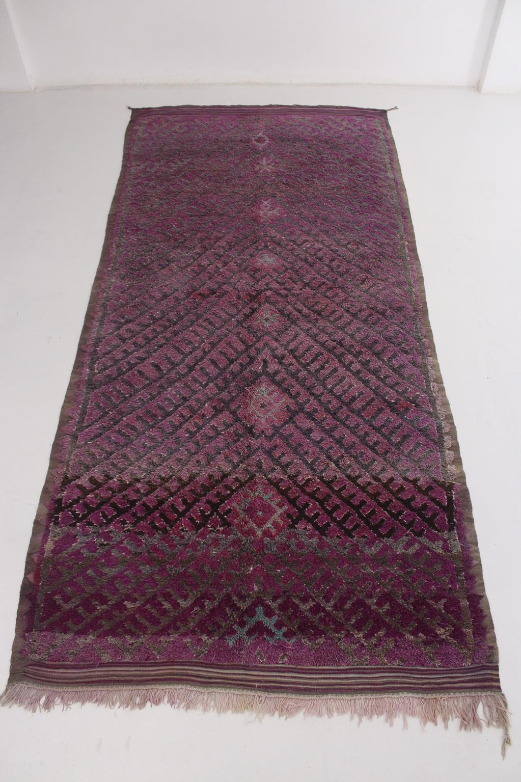 Vintage area moroccan rug - purple - Talsint - 6.5x14.5feet / 200x442cm