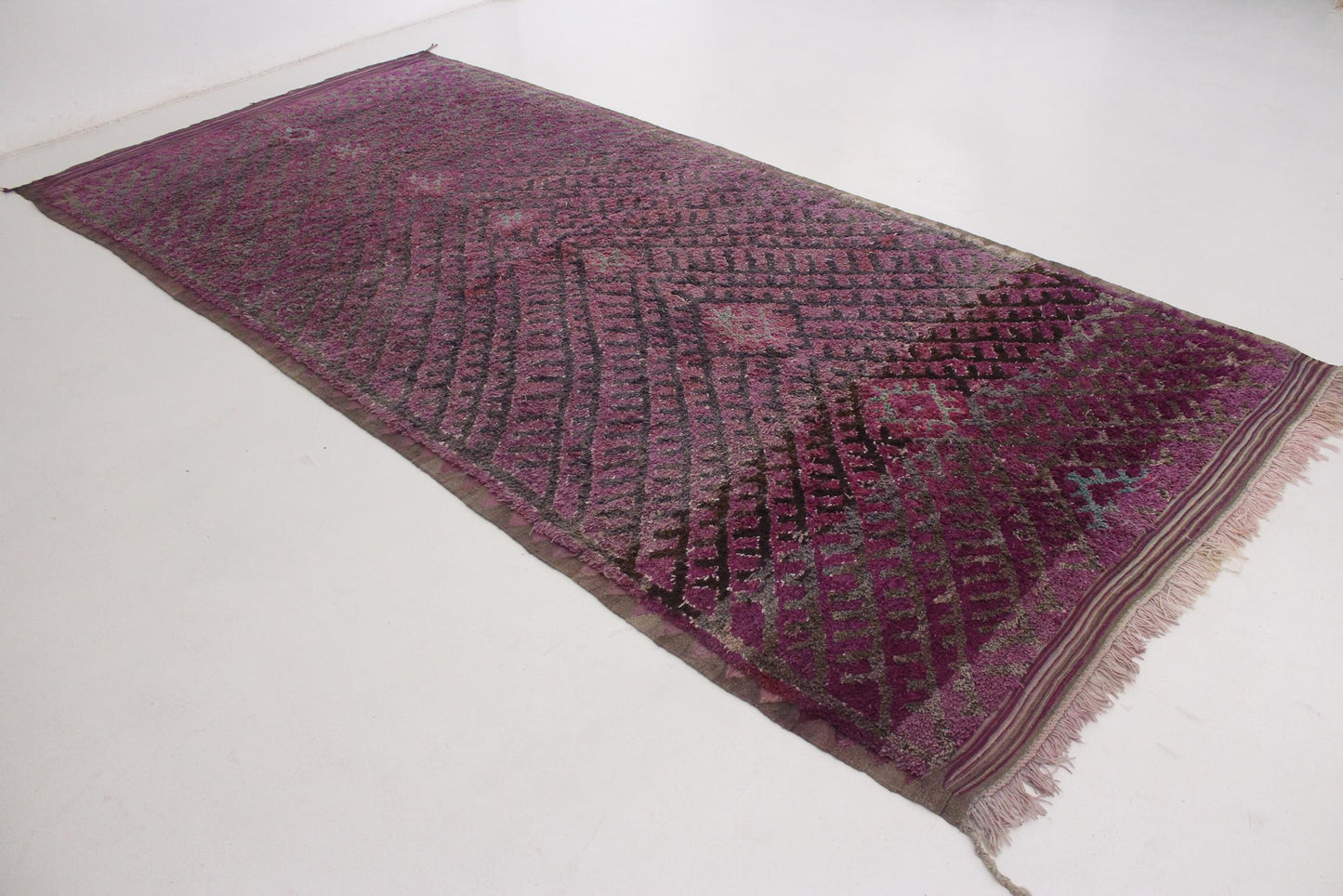 Vintage area moroccan rug - purple - Talsint - 6.5x14.5feet / 200x442cm