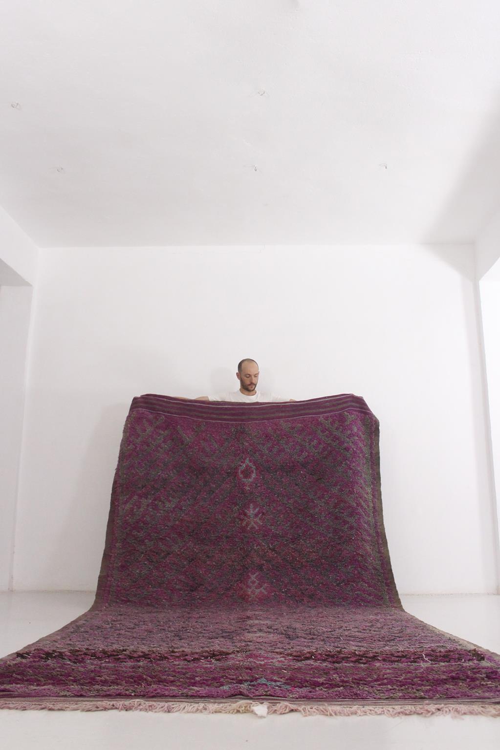 Vintage area moroccan rug - purple - Talsint - 6.5x14.5feet / 200x442cm