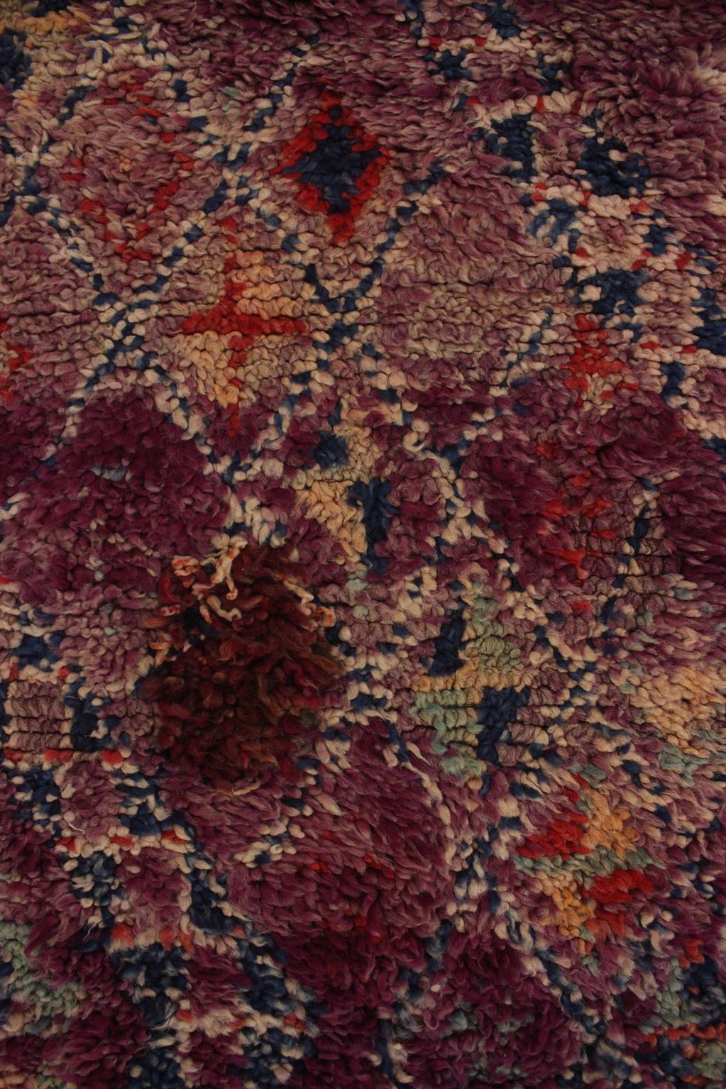 Vintage area moroccan rug - purple - Beni Mguild - 6.1x12feet / 187x368cm