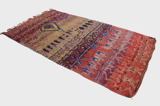 Vintage area moroccan rug - purple, red - Boujad - 5.9x11feet / 180x338cm