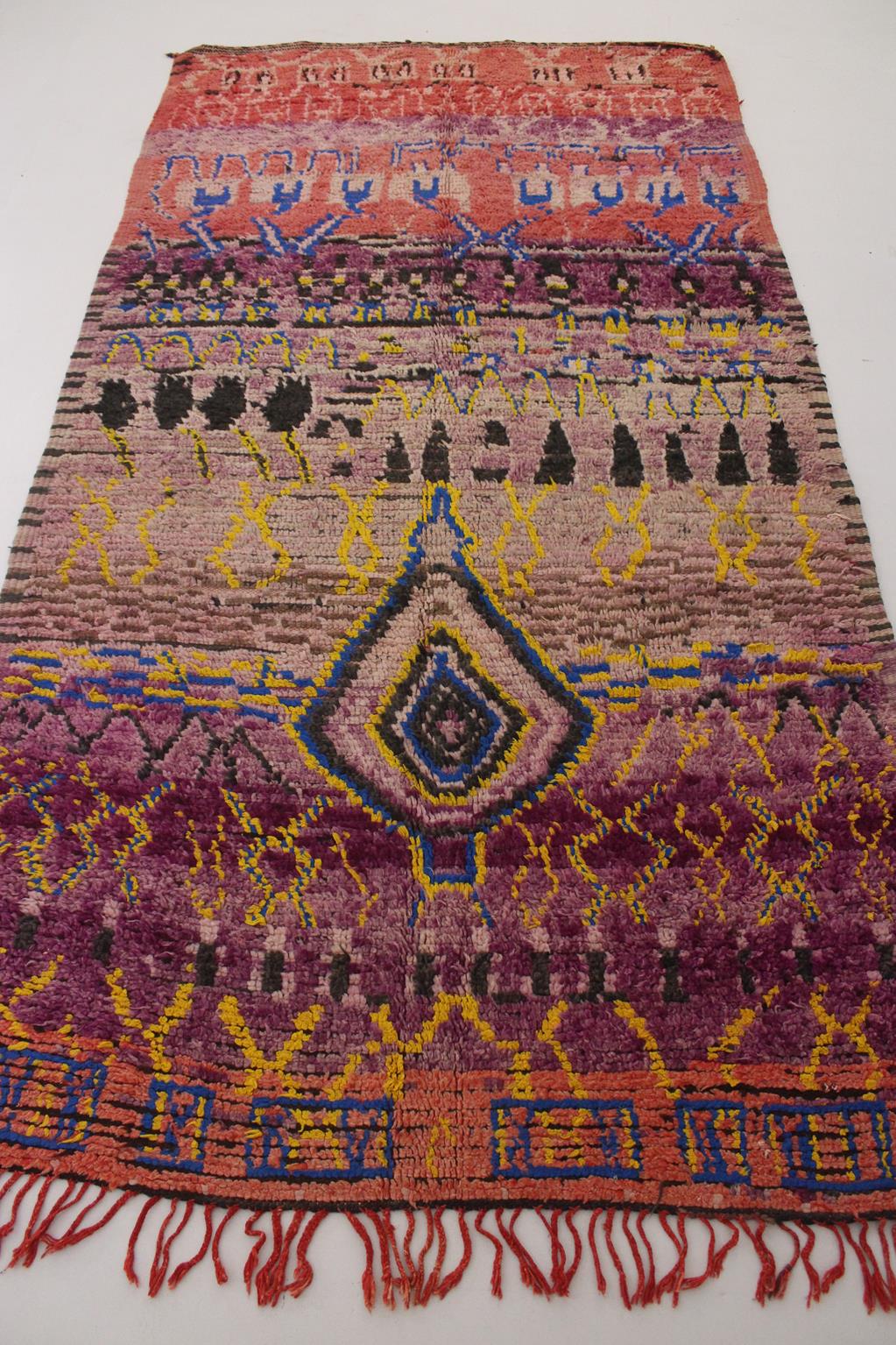 Vintage area moroccan rug - purple, red - Boujad - 5.9x11feet / 180x338cm