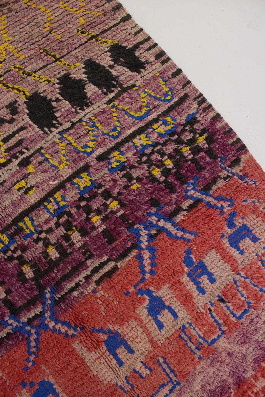 Vintage area moroccan rug - purple, red - Boujad - 5.9x11feet / 180x338cm