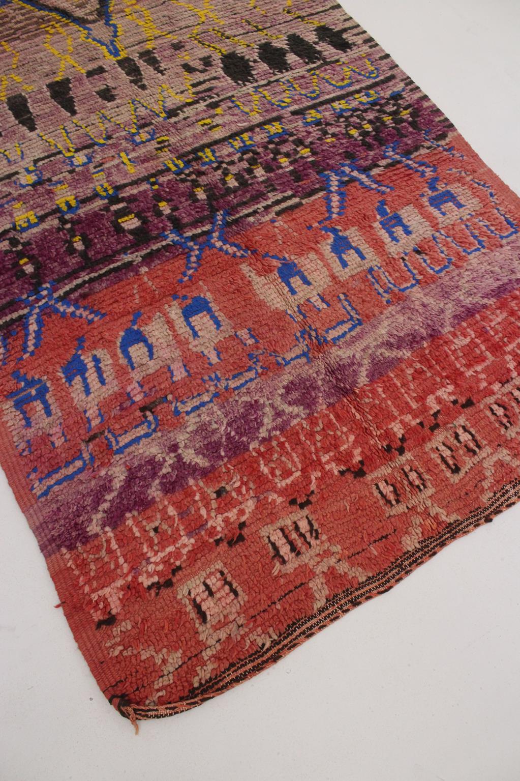 Vintage area moroccan rug - purple, red - Boujad - 5.9x11feet / 180x338cm