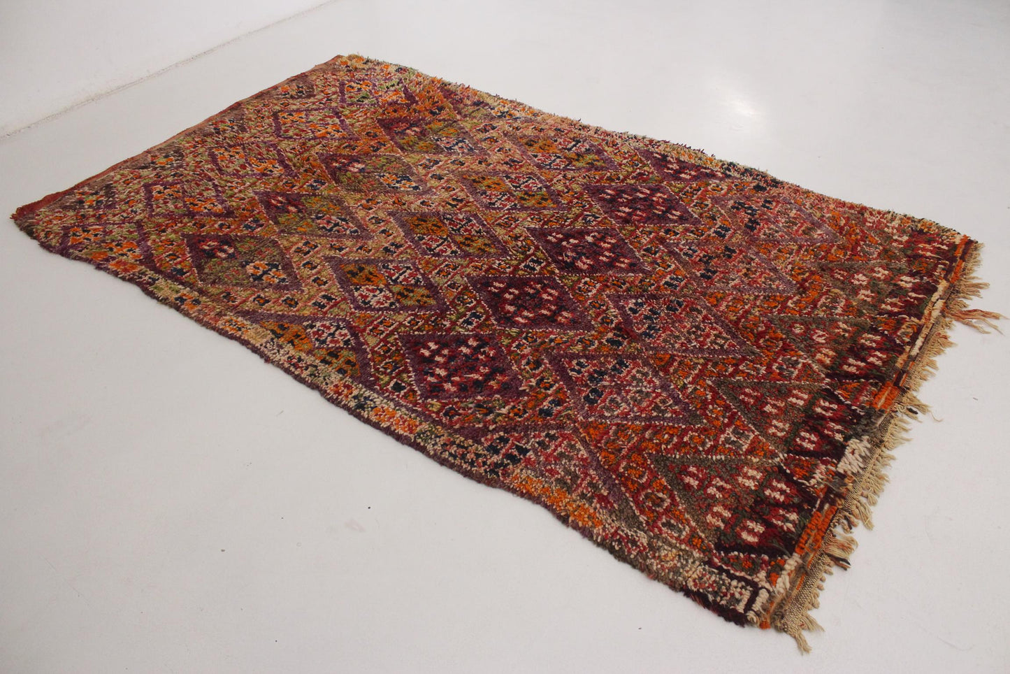 Vintage area moroccan rug - purple, orange - Beni Mguild - 6x10.5feet / 185x320cm
