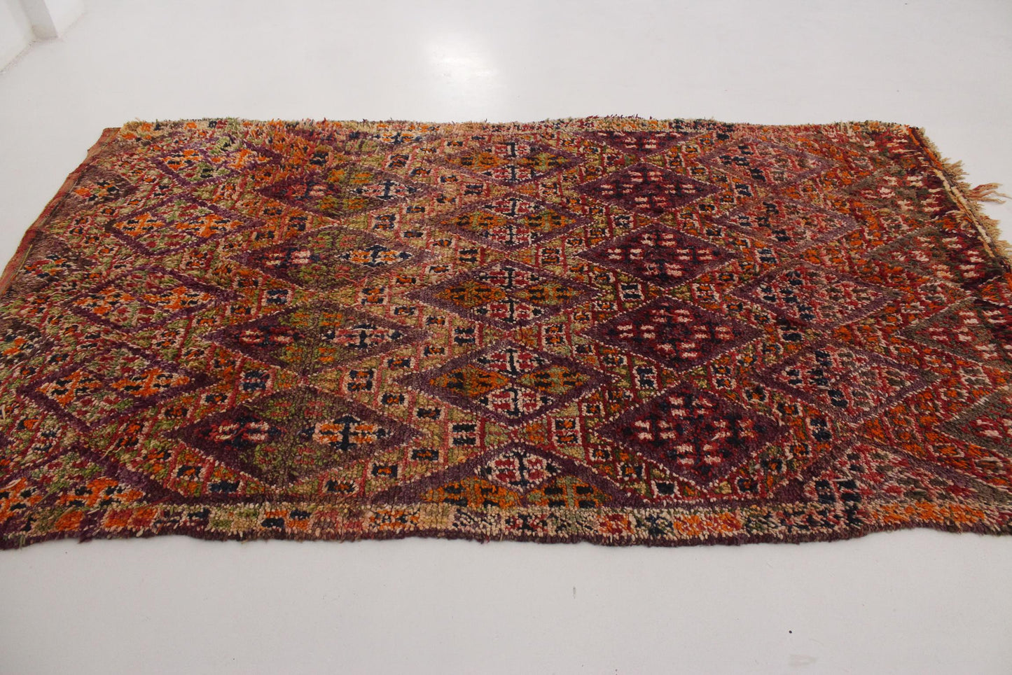 Vintage area moroccan rug - purple, orange - Beni Mguild - 6x10.5feet / 185x320cm