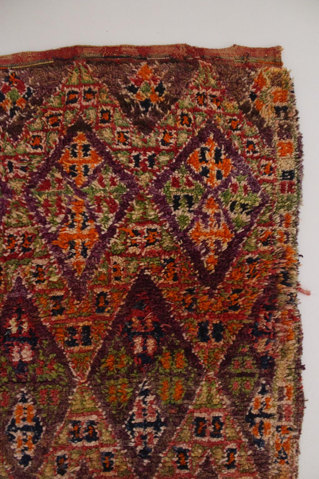 Vintage area moroccan rug - purple, orange - Beni Mguild - 6x10.5feet / 185x320cm