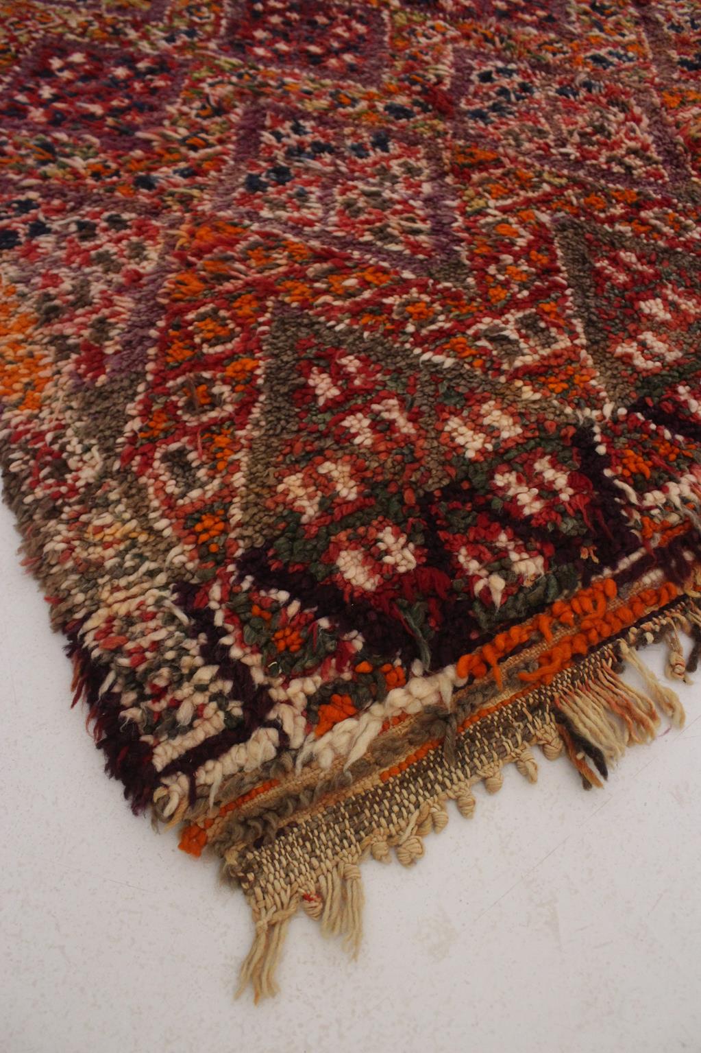 Vintage area moroccan rug - purple, orange - Beni Mguild - 6x10.5feet / 185x320cm