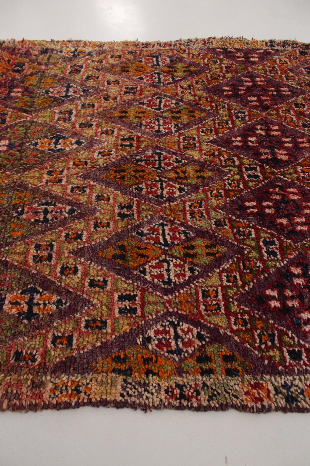 Vintage area moroccan rug - purple, orange - Beni Mguild - 6x10.5feet / 185x320cm