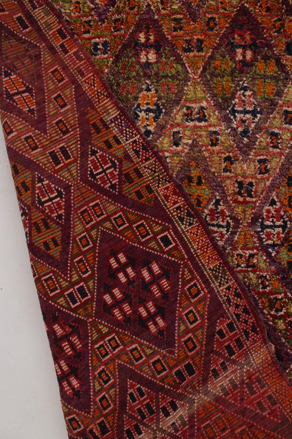 Vintage area moroccan rug - purple, orange - Beni Mguild - 6x10.5feet / 185x320cm