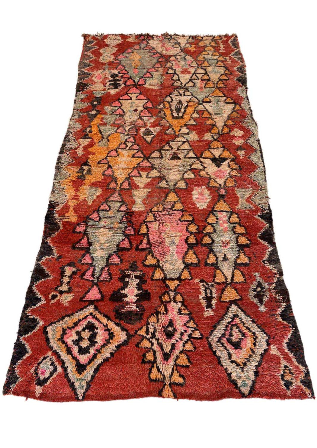 Vintage area moroccan rug - red - Rehamna - 5.9x12.2feet / 180x373cm