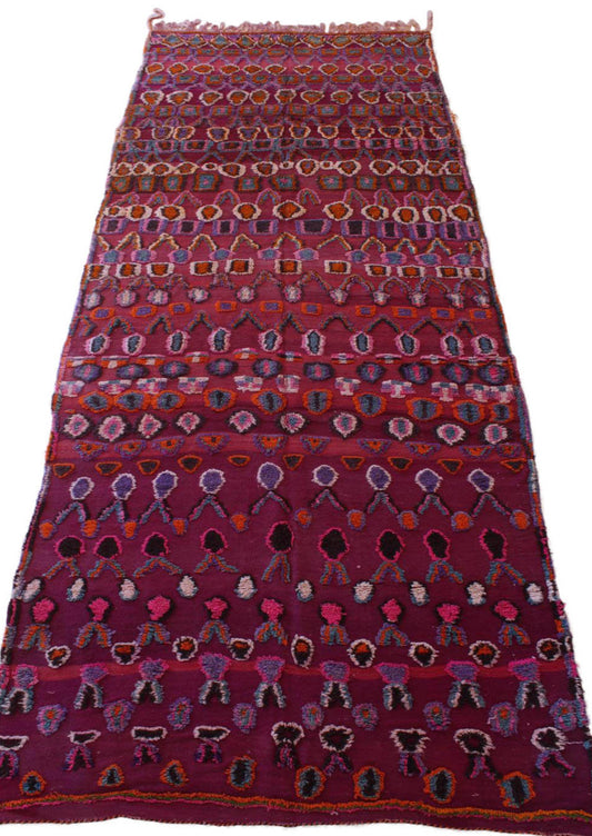Vintage area moroccan rug - purple - Talsint - 6.2x15feet / 189x457cm