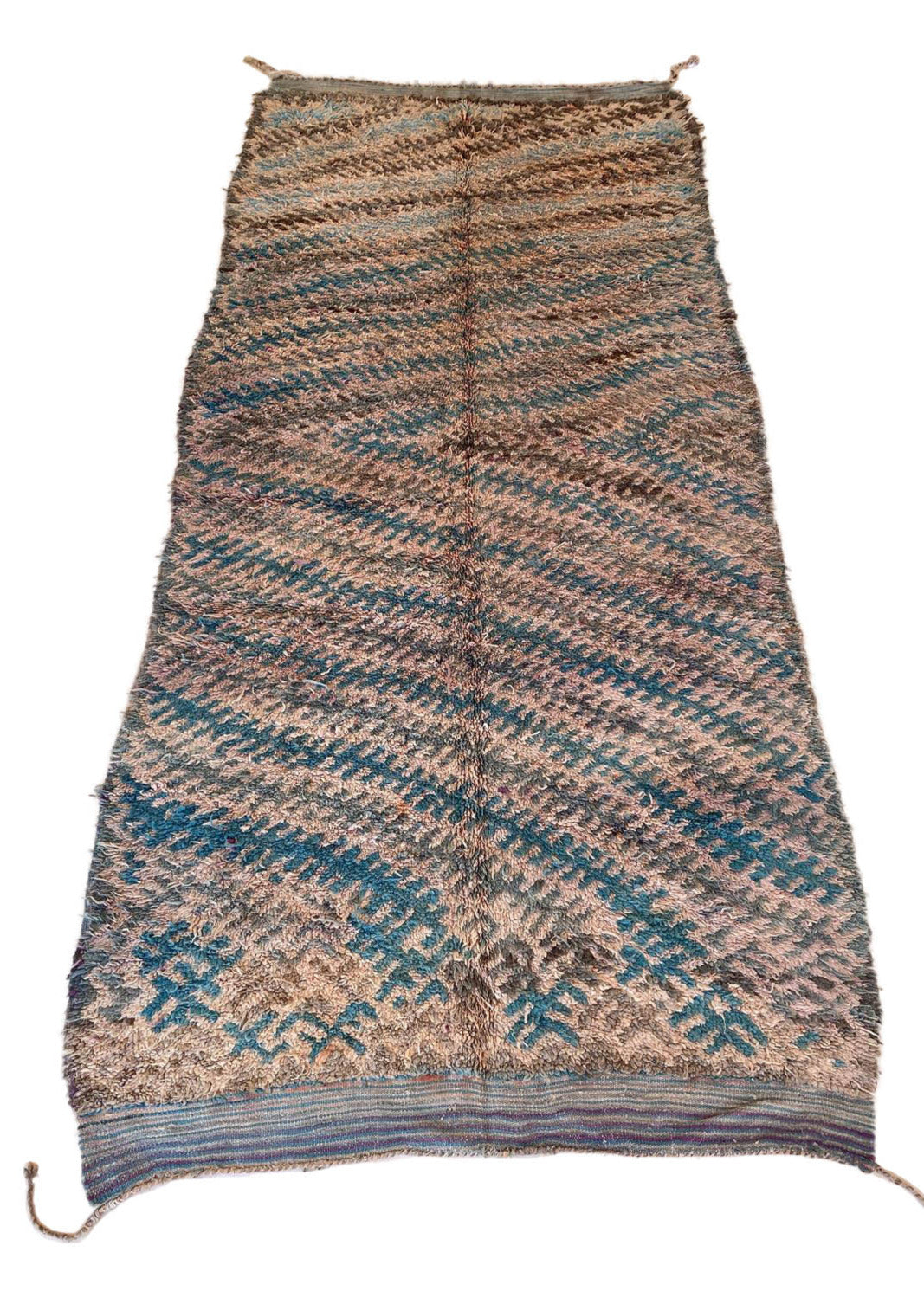 Vintage area moroccan rug - peach, turquoise - Talsint - 6.3x14.3feet / 193x436cm