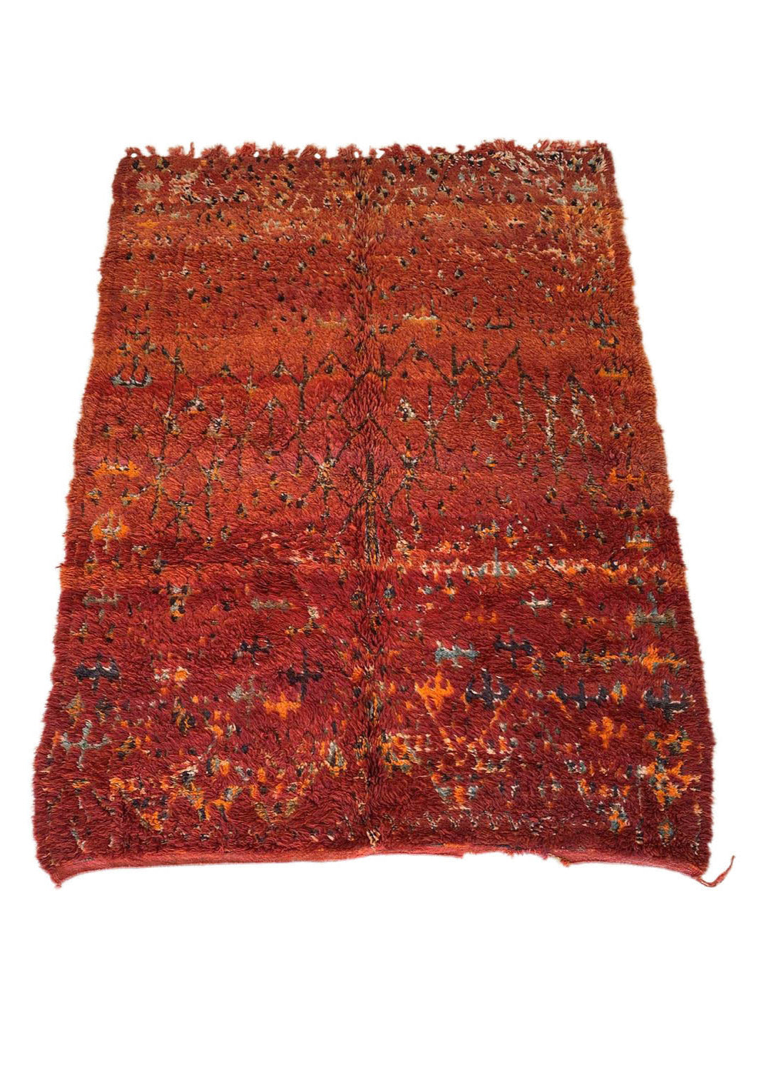 Vintage area moroccan rug - red - Zayane - 7x9.9feet / 216x302cm
