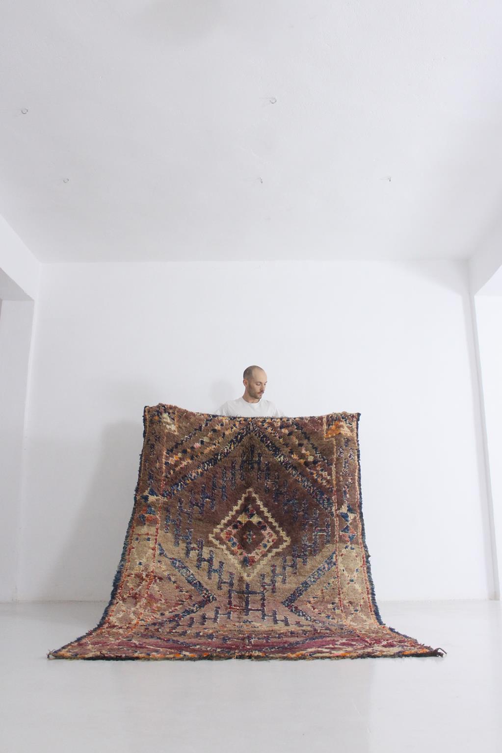 Vintage area moroccan rug - purple - Beni Mguild - 5.2x9.8feet / 160x300cm