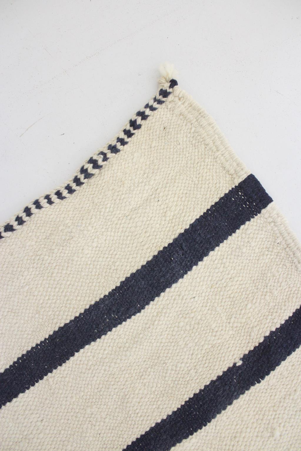 New area moroccan rug - cream, blue - Kilim Zanafi - 6.5x10.6feet / 200x323cm